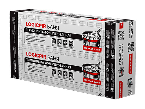 Утеплитель/Теплоизоляция LOGICPIR Баня Ф/Ф Г1 L- 1190х600х50 мм, L-кромка, Технониколь, PIR-плита теплоизоляционная
